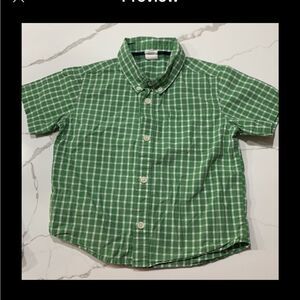 Gap | Toddler Boys Short Sleeve Green Plaid Button Down Dress Shirt